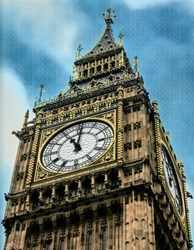Elizabeth Tower by Nick Holdsworth - Mixed Media on Board sized 23x30 inches. Available from Whitewall Galleries